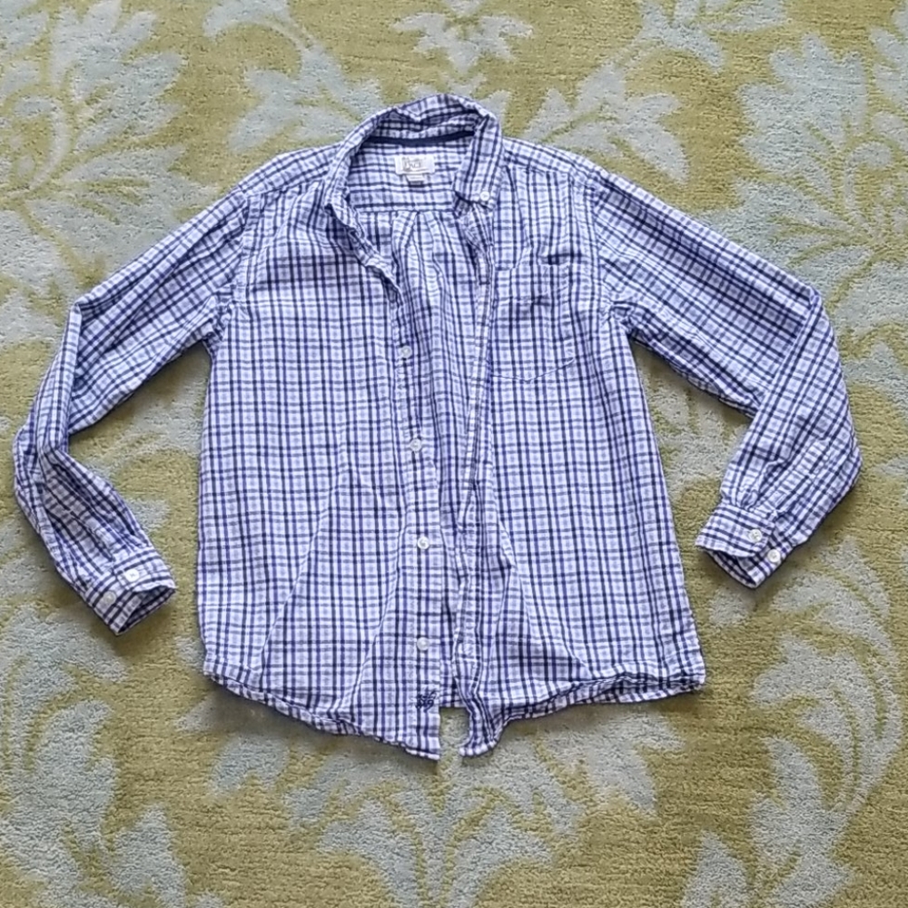 Children's place blue plaid button down shirt - L